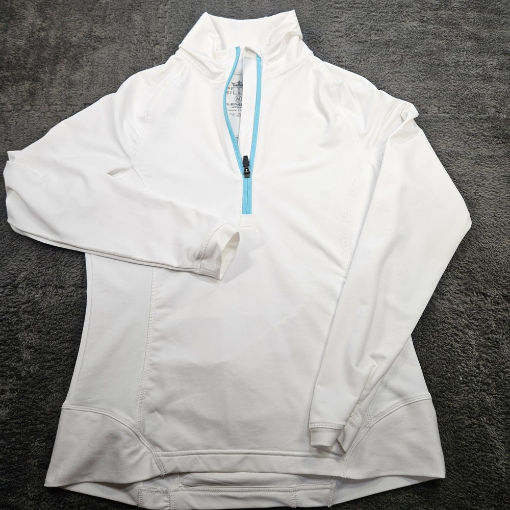 Peter Millar Element Wicking Pullover Women Medium White Golf Quarter Zip Top